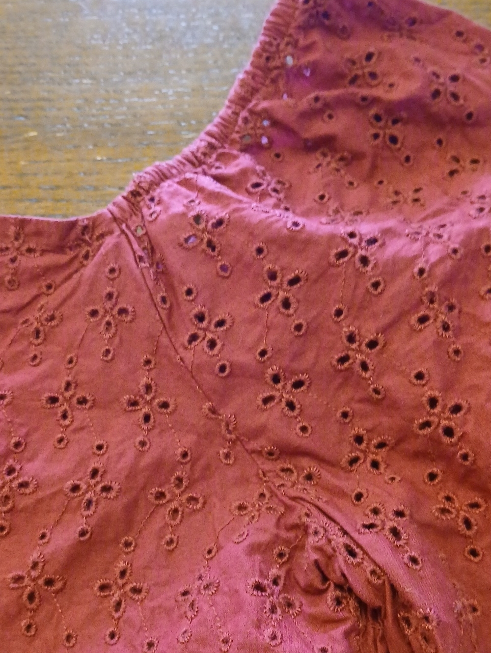 GAP Raspberry Off-the-Shoulder Eyelet Long Sleeve - Picture 3 of 5